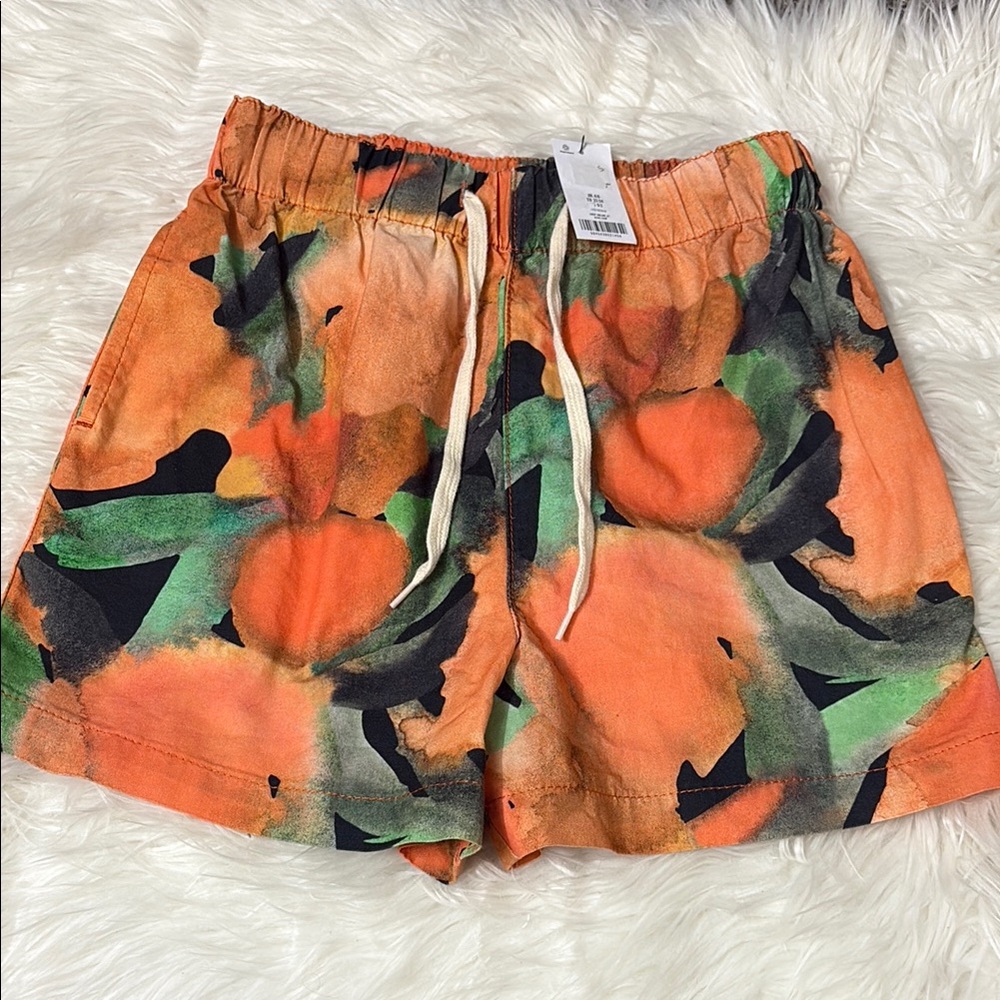 NWT Topshop Orange Multi Color Cotton Shorts Size US 0-2